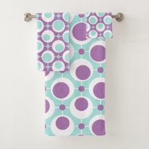 Retro Mönster Grönt- och Lila Circles