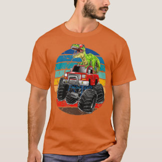 Retro Monster Lastbil Dinosaur Vintage Sunset Gift T Shirt