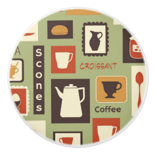 Retro mönster med kökdisk för frukost knopp