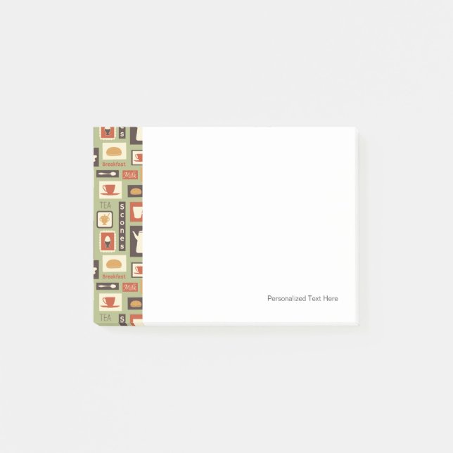 Retro mönster med köksdiskar till frukost post-it block (Framsida)