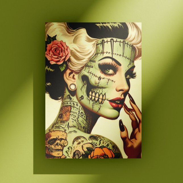 Retro monster pinuppsbild vykort (Skapare uppladdad)