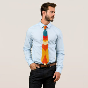 Retro Mönster Red Gult Grönt Orange Neck Tie Slips
