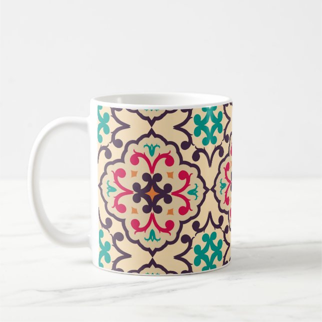 Retro mönster: tapet, textildesign kaffemugg (Vänster)