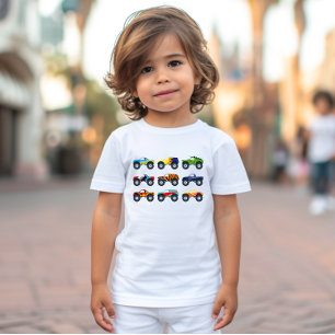 Retro Monster Trucks i rad för småbarns t-shirt