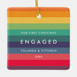 Retro mönster Vår första julklapp med foto Julgransprydnad Keramik