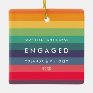 Retro mönster Vår första julklapp med foto Julgransprydnad Keramik