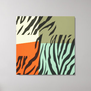 Retro Mönster Zebra Pop Art Wrapped Canvas