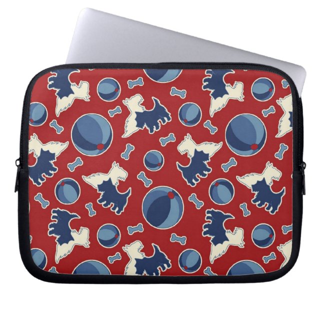 Retro mönsterfodral för Scottie Laptop Sleeve (Framsidan)