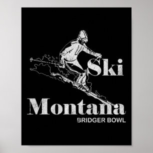 Retro Montana Bridger Bowl Skiing Tee Poster