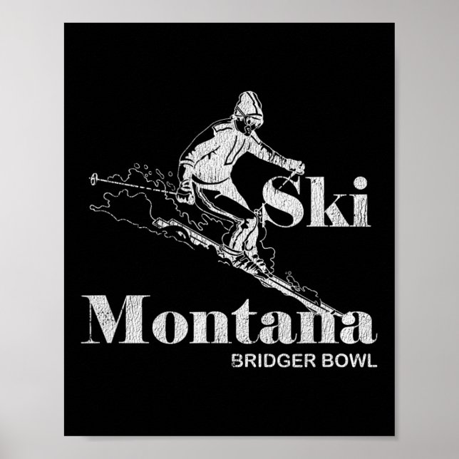 Retro Montana Bridger Bowl Skiing Tee Poster (Framsidan)