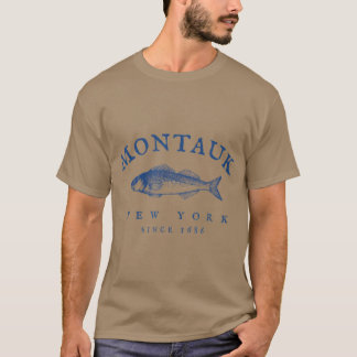 Retro Montauk New York Fishing T Shirt