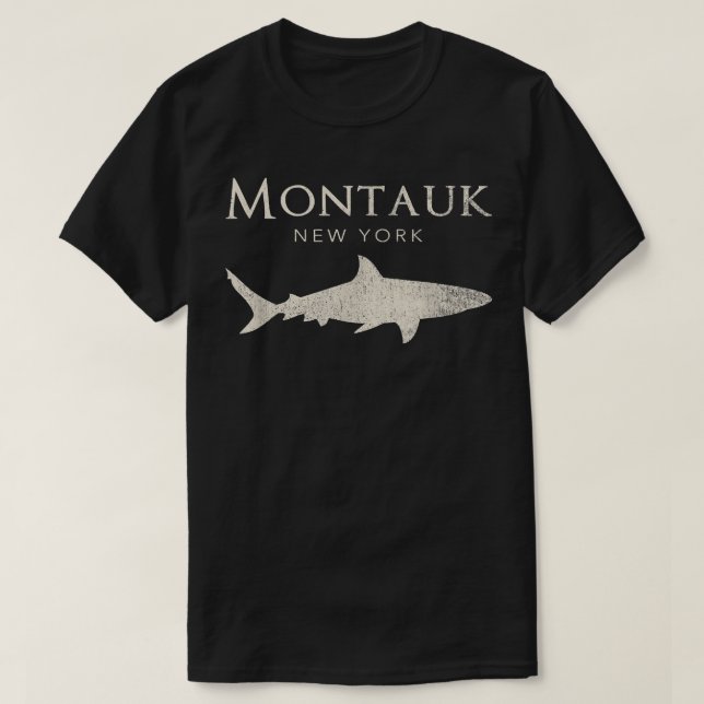 Retro Montauk NY Shark T Shirt (Design framsida)