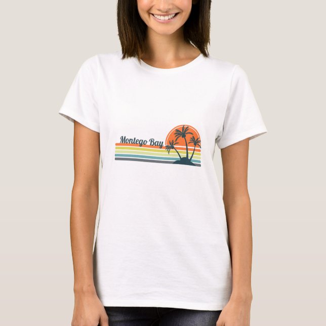 Retro Montego Bay Sunset T Shirt (Framsida)