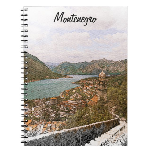 Retro Montenegro Kotor Bay Anteckningsbok (Framsidan)