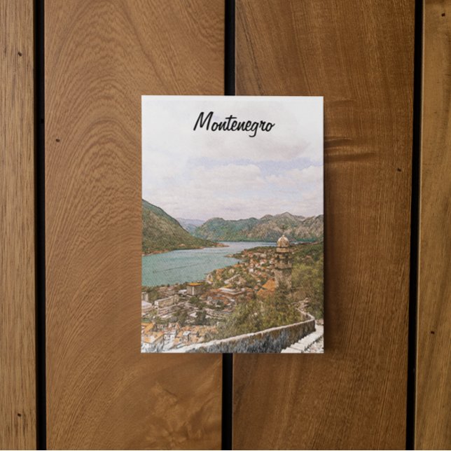 Retro Montenegro Kotor-bukten Vykort (beautiful montenegro scenery postcard)