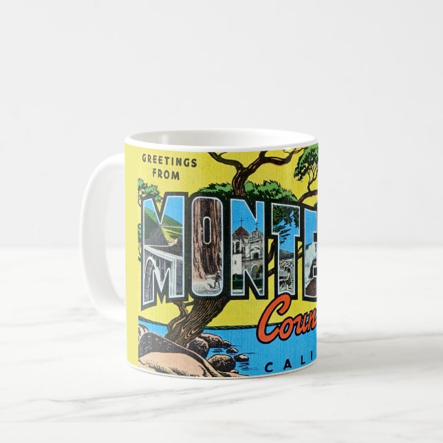 Retro Monterey County CA välkomstmugg Kaffemugg (Framsida vänster)