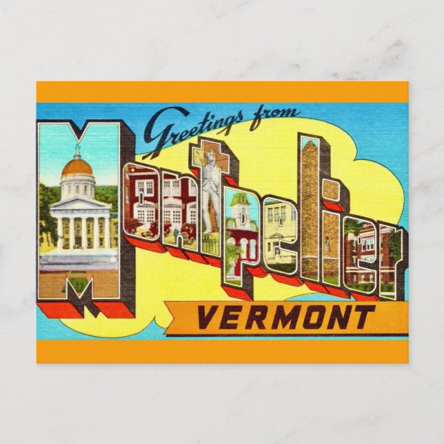Retro Montpelier Vermont Vykort (Framsida)
