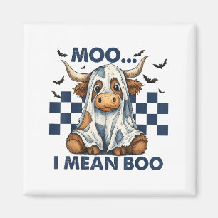 Retro Moo I Elak Boo Blue Denim Funny Halloween Co Magnet