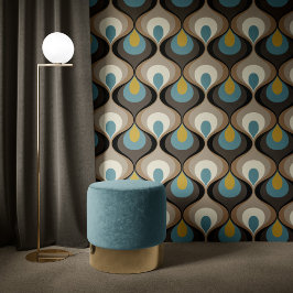 Retro Mood Blue Brown Mustard Beige Black