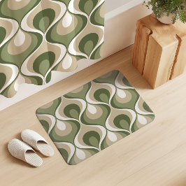 Retro Mood Sage Olive Green Beige White Badrumsmatta