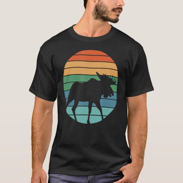 Retro Moose Hunter Huinting T Shirt (Framsida)