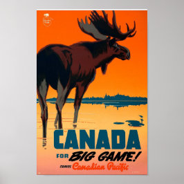 Retro Moose nature Kanada för stora spelresekonst Poster