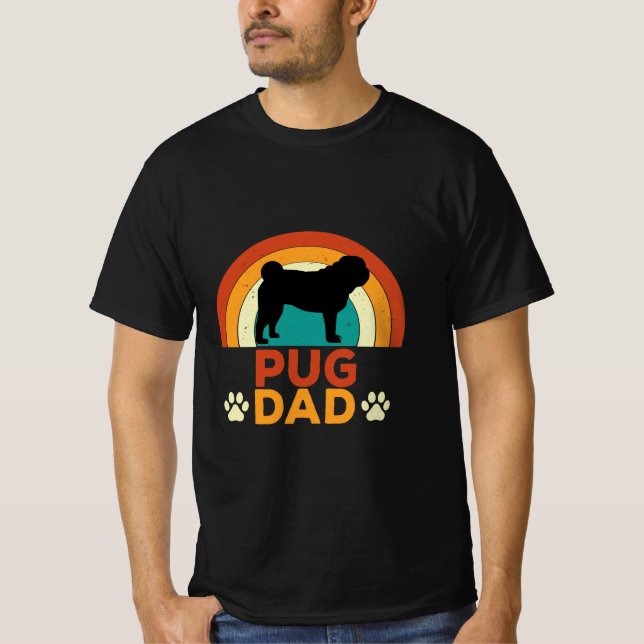 Retro Mops Papa T Shirt (Framsida)