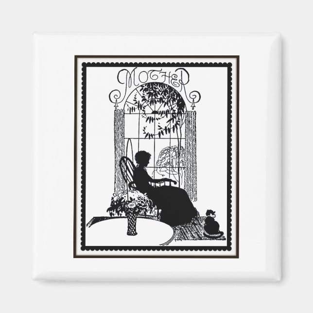 Retro Mor Silhouette Magnet (Framsidan)