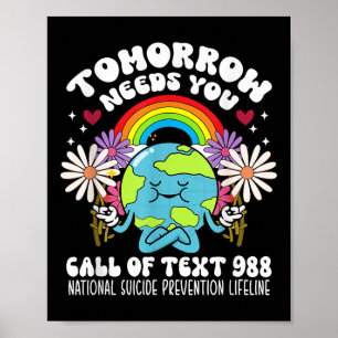 Retro Morgondagen behöver dig 988 självmordsföreby Poster