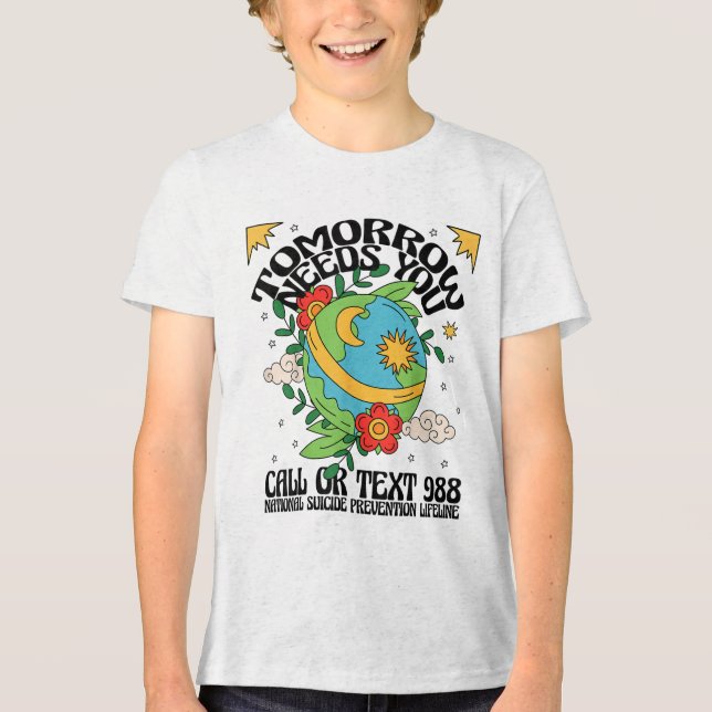 Retro Morgondagen behöver dig 988 självmordsföreby T Shirt (Framsida)