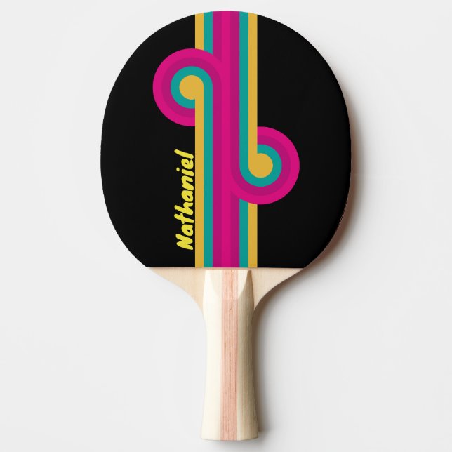 Retro Mörk 80-tals Loop med Namn Pingisracket (Framsidan)