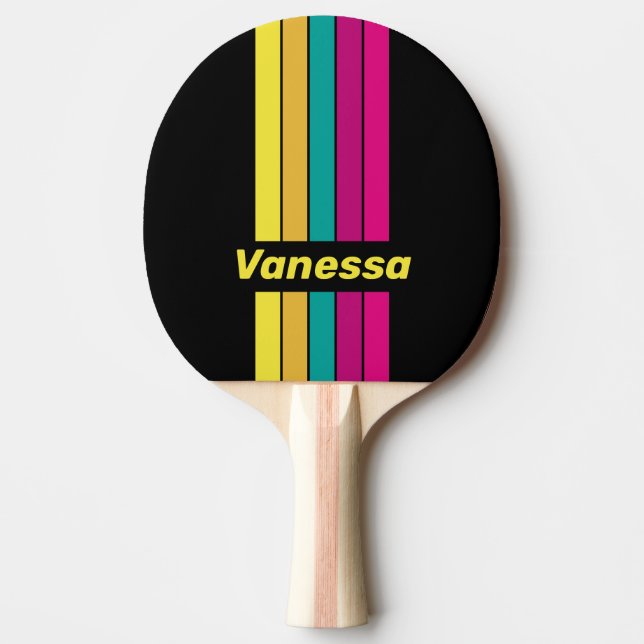 Retro Mörk 80-tals Pin Streckad med Namn Pingisracket (Framsidan)