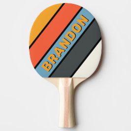 Retro Mörk Regnbåge Fet Randig med Namn Pingisracket