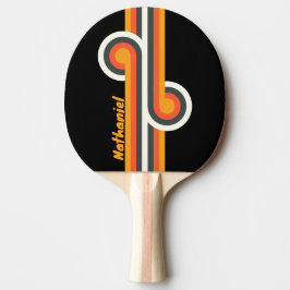 Retro Mörk Regnbåge Loop med Namn Pingisracket