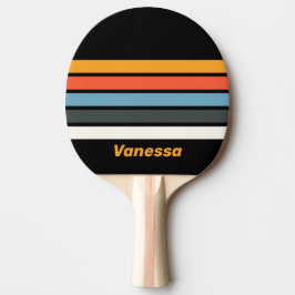 Retro Mörk Regnbåge över Ränder med Namn Pingisracket
