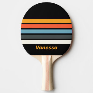 Retro Mörk Regnbåge över Ränder med Namn Pingisracket