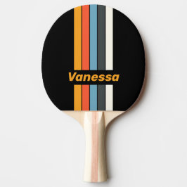Retro Mörk Regnbåge Pin Streckad med Namn Pingisracket