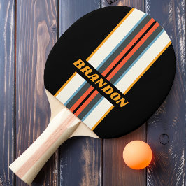 Retro Mörk Regnbåge Rallyrand med namn Pingisracket