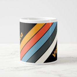 Retro Mörk Regnbågsrandig med Namn Jumbo Mugg