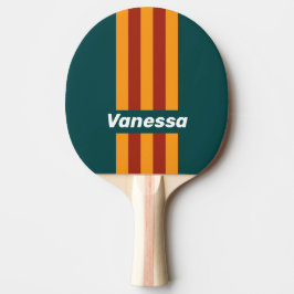 Retro Mörk Teal Stänkiga Pin-Streck med Namn Pingisracket
