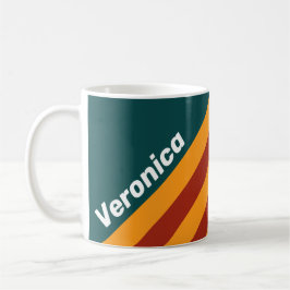 Retro mörk teal stänkiga ränder med namn kaffemugg