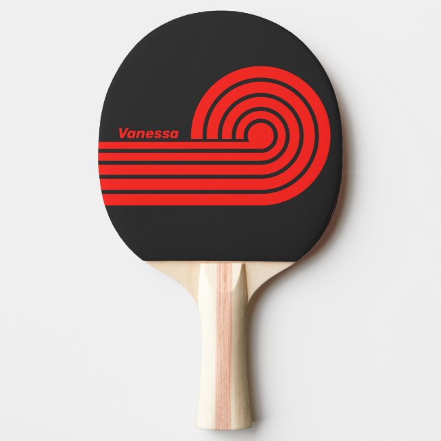 Retro Mörka Dubbla Lockiga Ränder med Namn Pingisracket (Framsidan)