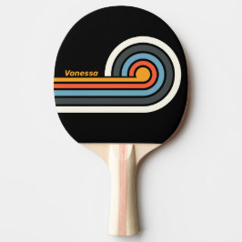 Retro mörka regnbågslockiga ränder med namn pingisracket