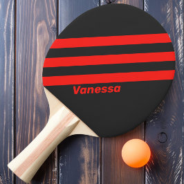 Retro Mörka Tre Ränder med Namn Pingisracket