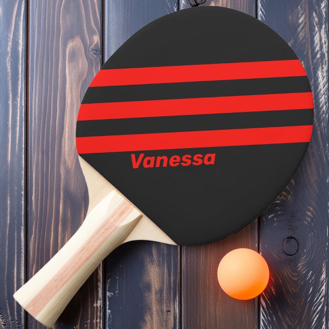 Retro Mörka Tre Ränder med Namn Pingisracket (Skapare uppladdad)