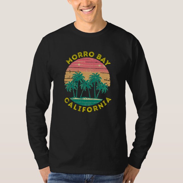 Retro Morro Bay Vacation Souvenir Palm Tree T Shirt (Framsida)