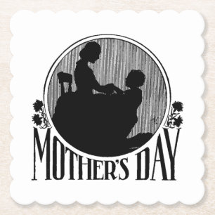 Retro Mors dag Silhouette Underlägg Papper