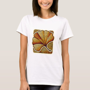Retro Mosaic-Logotypen Ginkgo Löv T-Shirt