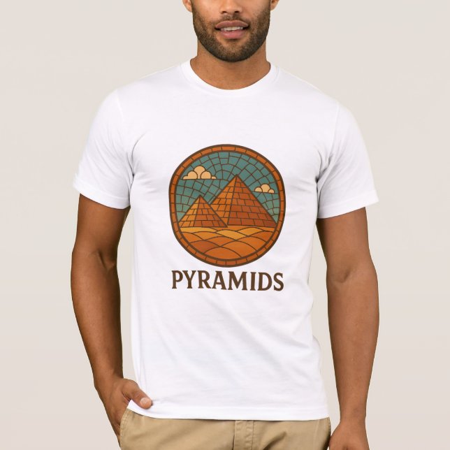 Retro Mosaic Pyramids of Egypten T-Shirt (Framsida)
