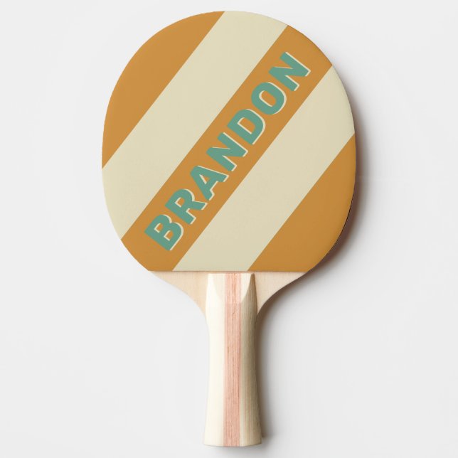 Retro Moss Bold Ränder med Namn Pingisracket (Framsidan)